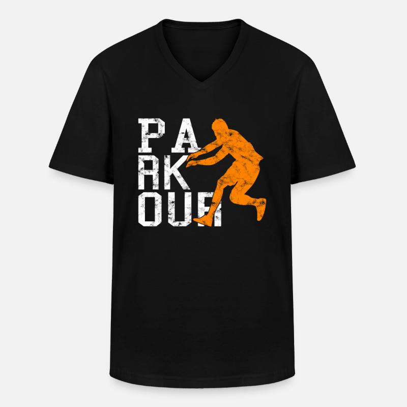Parkour - Männer-T-Shirt mit V-Ausschnitt - Schwarz