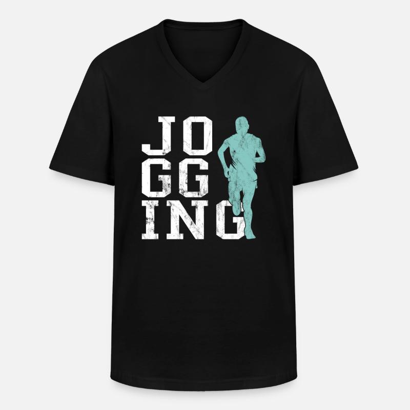 Joggen - Männer-T-Shirt mit V-Ausschnitt - Schwarz
