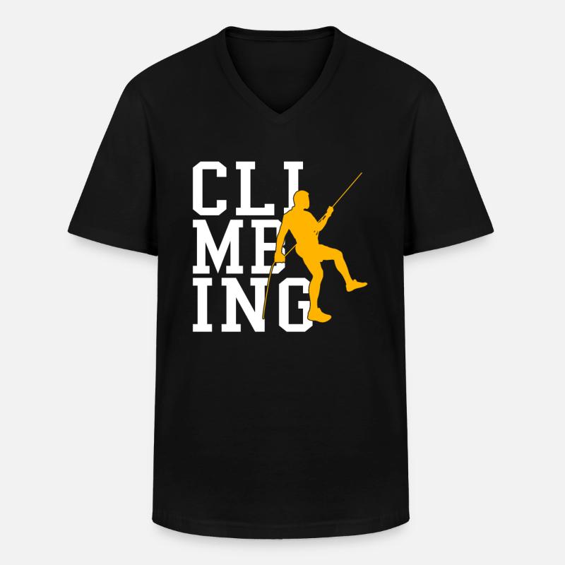 Klettern - Männer-T-Shirt mit V-Ausschnitt - Schwarz