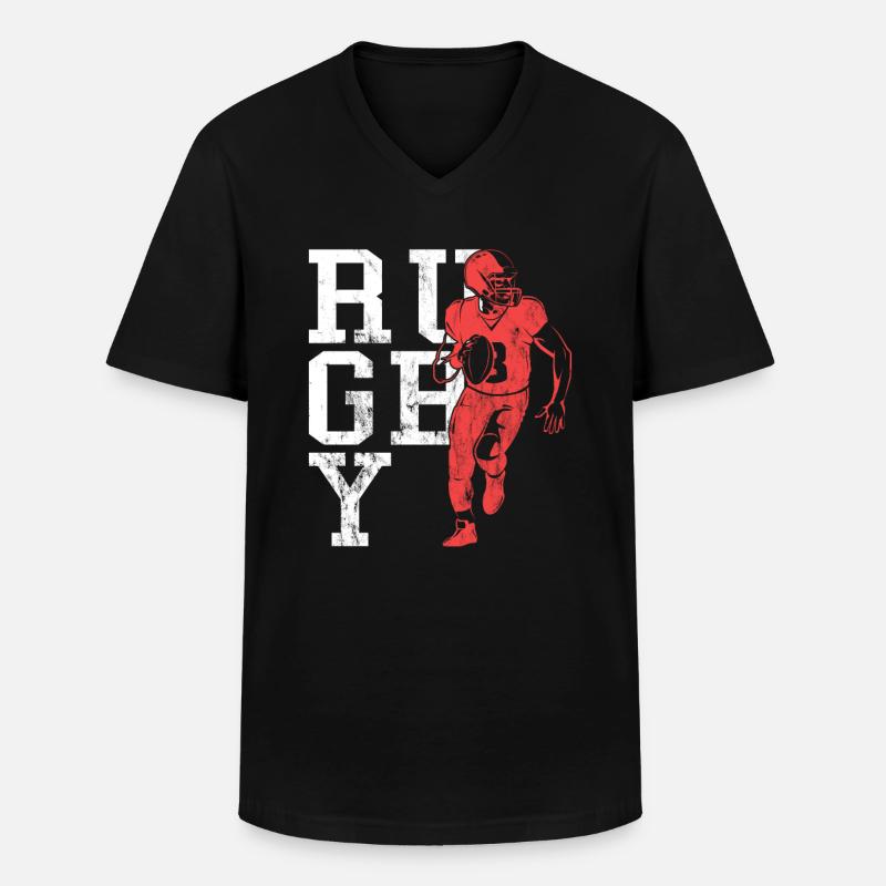 Rugby - Männer-T-Shirt mit V-Ausschnitt - Schwarz
