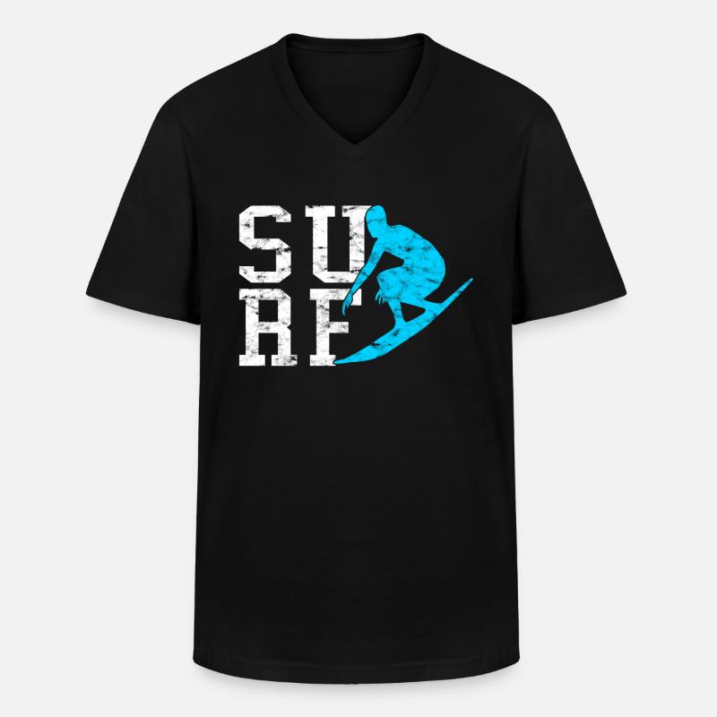 Surfen - Männer-T-Shirt mit V-Ausschnitt - Schwarz