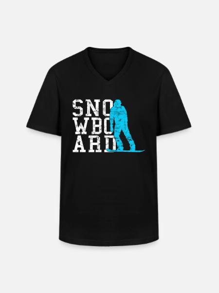 Snowboarding - Männer-T-Shirt mit V-Ausschnitt - Schwarz