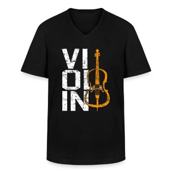 Violon - T-shirt col V Homme - noir - Devant - AI Model Male 178 dark (178cm)