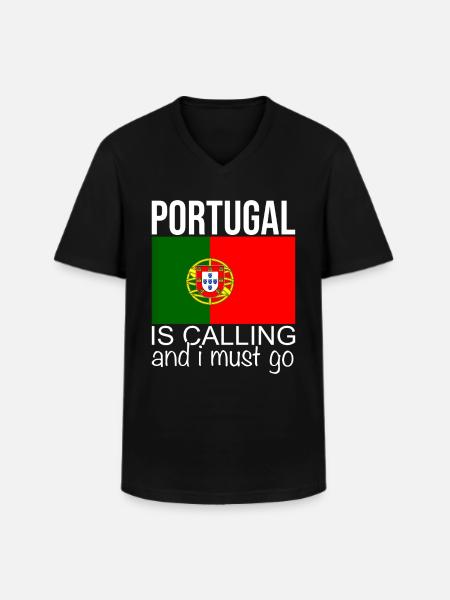 Portugal Dicton - T-shirt col V Homme - noir