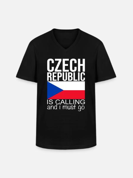 Czechia - Men's V-Neck T-Shirt - black