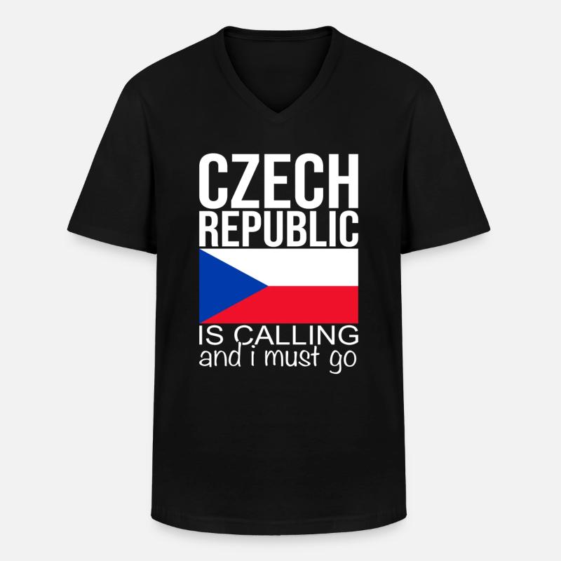 Tschechien - Männer-T-Shirt mit V-Ausschnitt - Schwarz