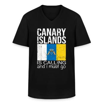 Dicton des îles Canaries - T-shirt col V Homme - noir - Devant - AI Model Male 178 dark (178cm)