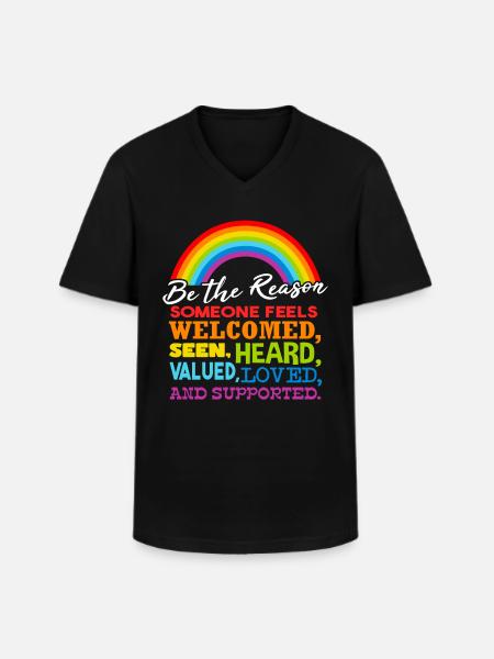 HBT-föräldrar | Homosexuella | Regnbågsflaggan | Pride-månaden - T-shirt med V-ringning herr - svart