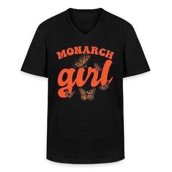 Monarch Girl - Men's V-Neck T-Shirt - black - Front - AI Model Male 178 dark (178cm)