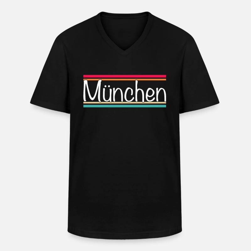München - Männer-T-Shirt mit V-Ausschnitt - Schwarz