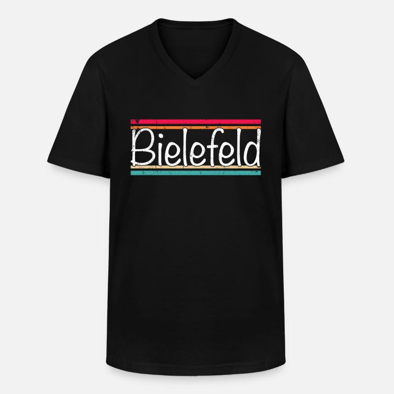 Bielefeld - Männer-T-Shirt mit V-Ausschnitt - Schwarz