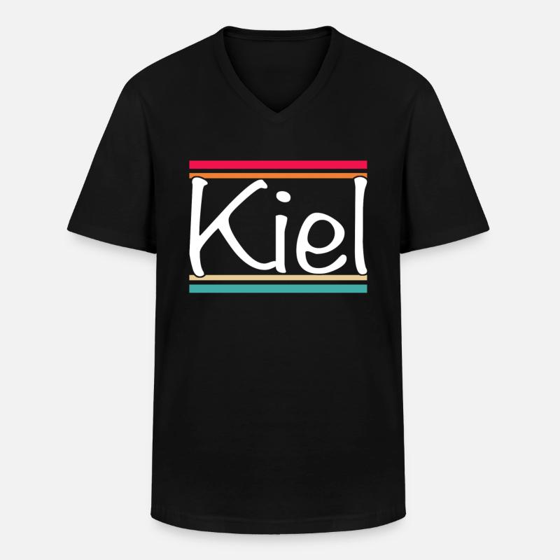 Kiel - Männer-T-Shirt mit V-Ausschnitt - Schwarz