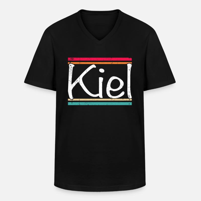 Kiel - Männer-T-Shirt mit V-Ausschnitt - Schwarz