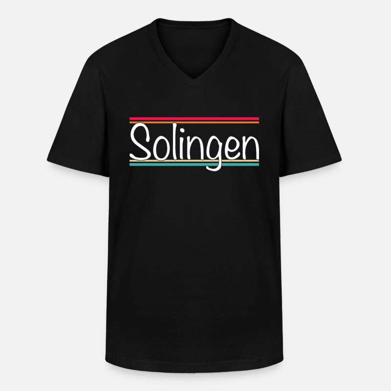 Solingen - Männer-T-Shirt mit V-Ausschnitt - Schwarz
