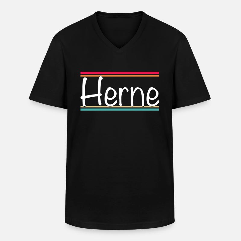 Herne - Männer-T-Shirt mit V-Ausschnitt - Schwarz