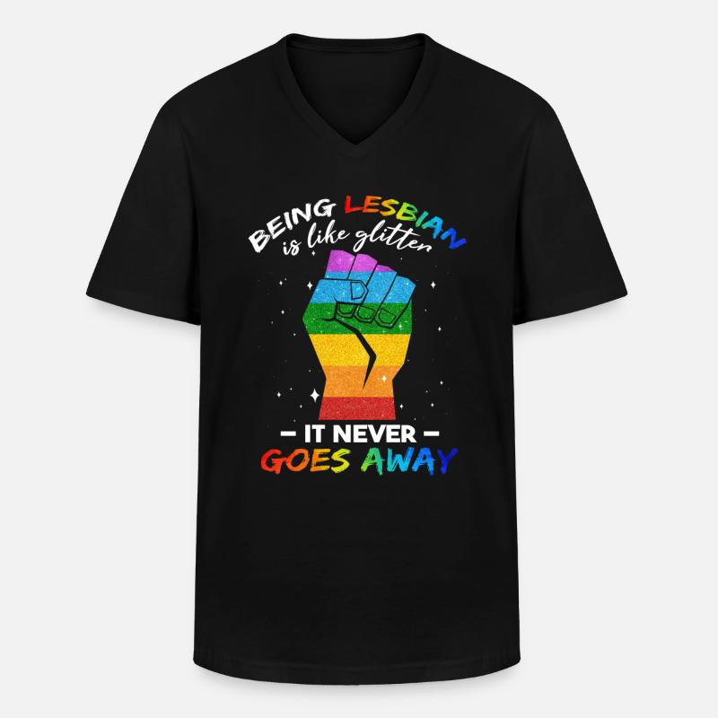 Lustiger lesbischer Pride-Monat - Männer-T-Shirt mit V-Ausschnitt - Schwarz