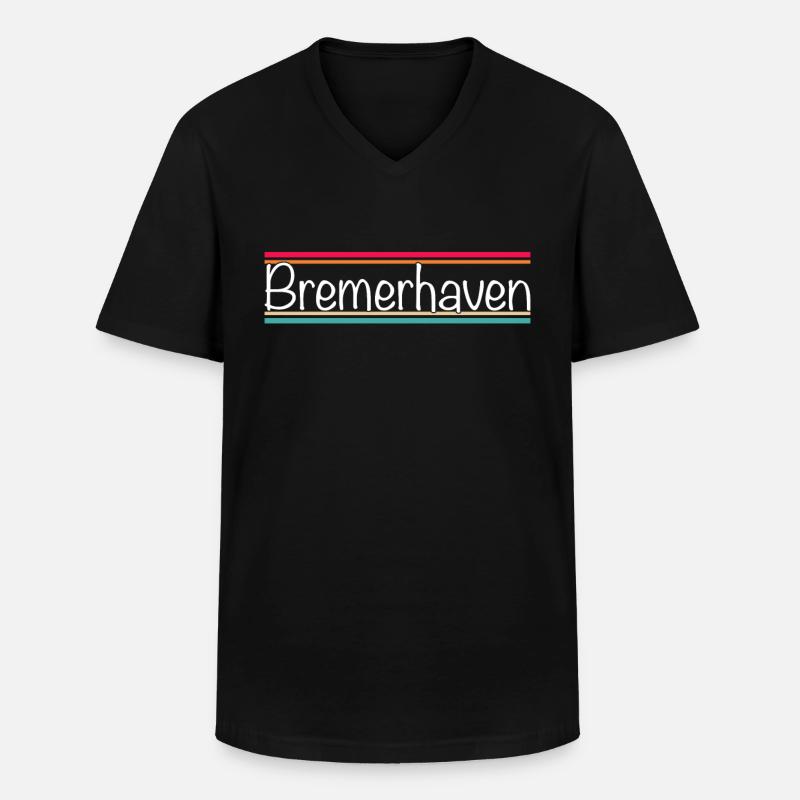Bremerhaven - Männer-T-Shirt mit V-Ausschnitt - Schwarz