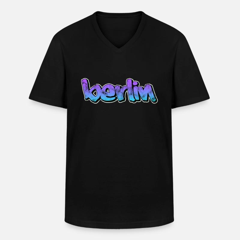 Berlin - Männer-T-Shirt mit V-Ausschnitt - Schwarz