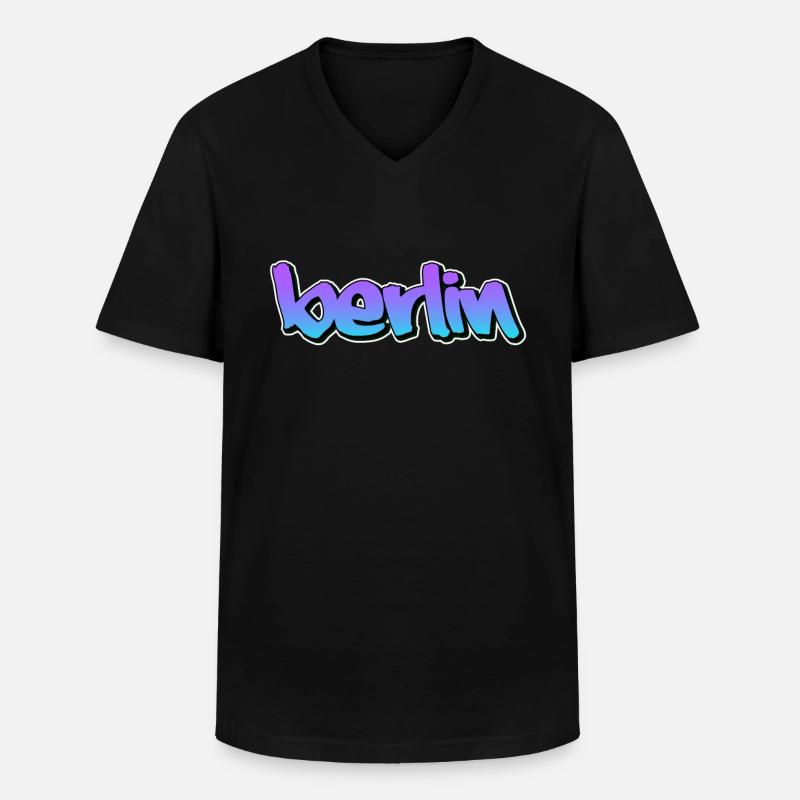Berlin - Männer-T-Shirt mit V-Ausschnitt - Schwarz