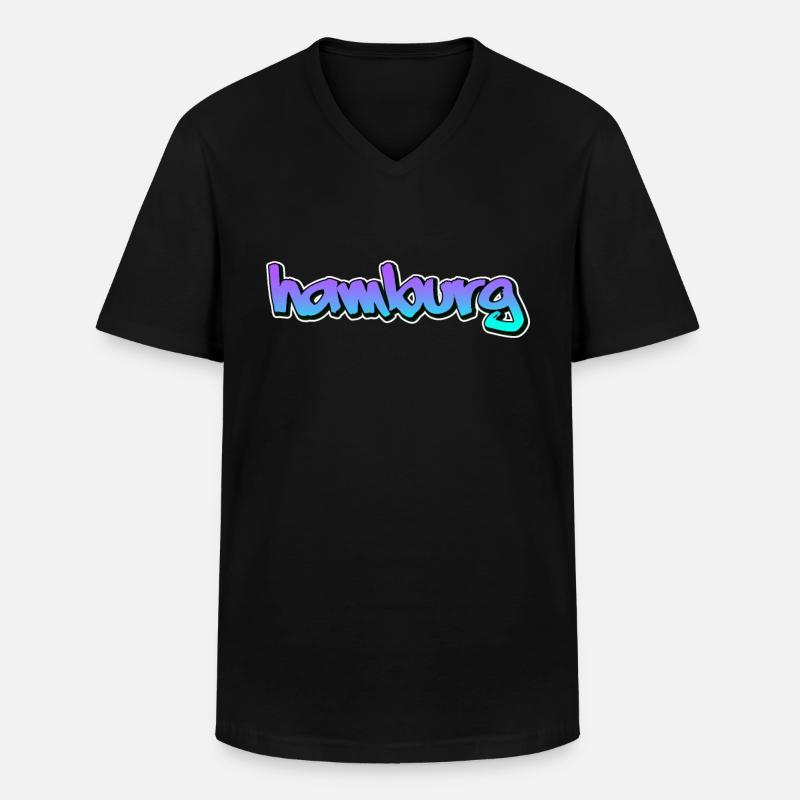Hamborg - Klassisk herre T-shirt med V-udskæring - sort