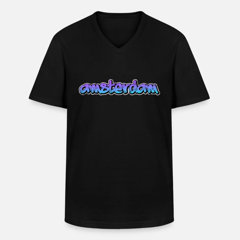 Amsterdam - Männer-T-Shirt mit V-Ausschnitt - Schwarz