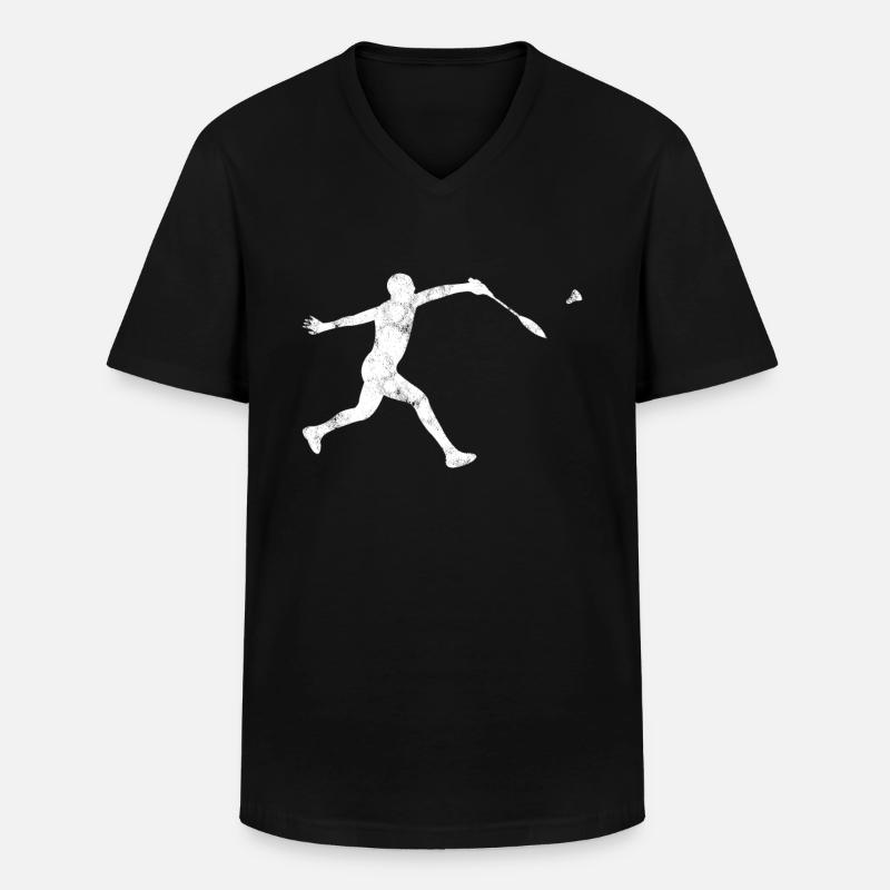 Badminton - Männer-T-Shirt mit V-Ausschnitt - Schwarz