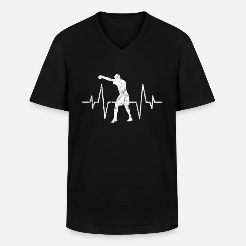 Boxen Herzschlag - Männer-T-Shirt mit V-Ausschnitt - Schwarz