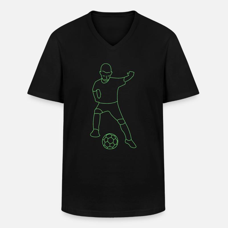Fußball Junge gezeichnet - Männer-T-Shirt mit V-Ausschnitt - Schwarz