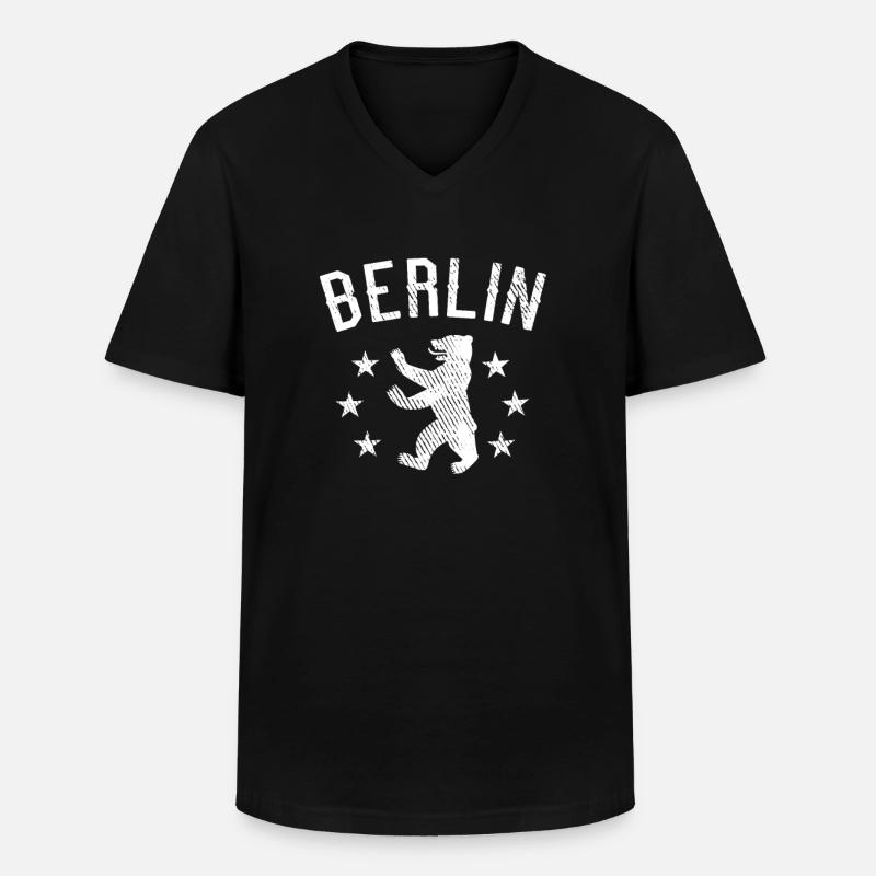 Berlin Wappen - Männer-T-Shirt mit V-Ausschnitt - Schwarz