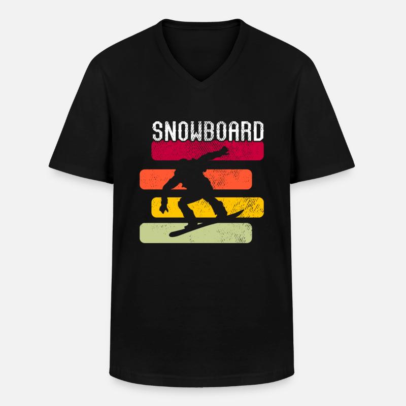 Snowboard Retro - Männer-T-Shirt mit V-Ausschnitt - Schwarz