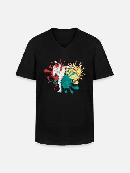 MMA Martial Arts Silhouette - Men's V-Neck T-Shirt - black