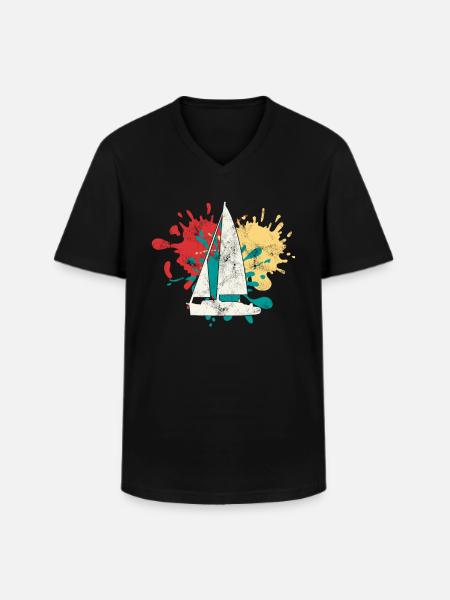 Sailing Boat Silhouette - Men's V-Neck T-Shirt - black