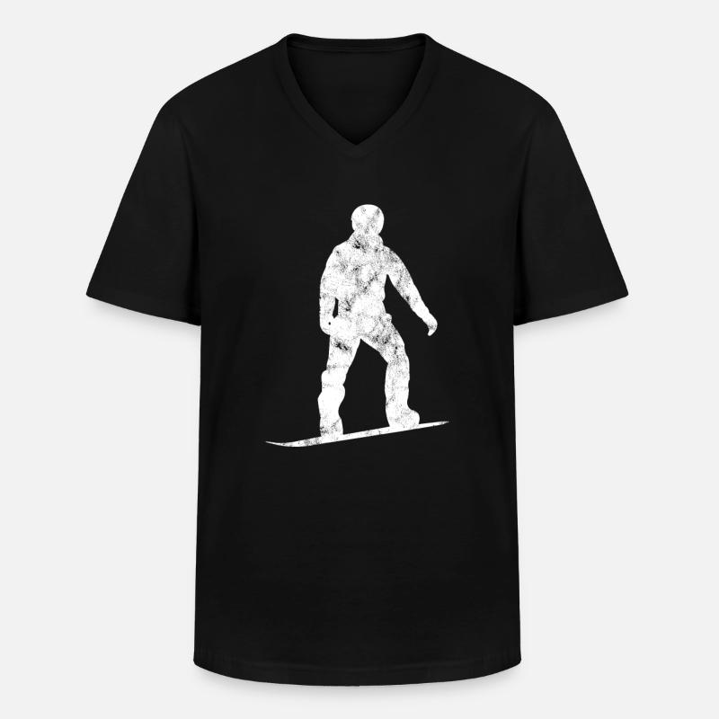 Snowboarding Silhouette - Männer-T-Shirt mit V-Ausschnitt - Schwarz