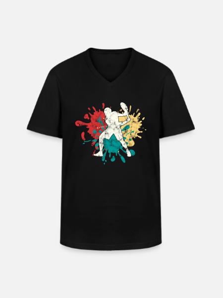 Tennis Silhouette - Men's V-Neck T-Shirt - black