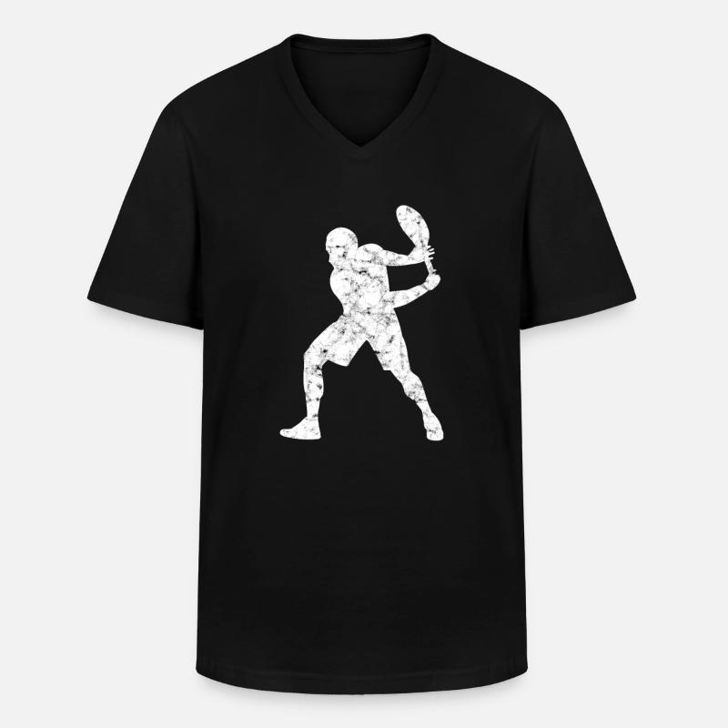tennis silhouette - Männer-T-Shirt mit V-Ausschnitt - Schwarz
