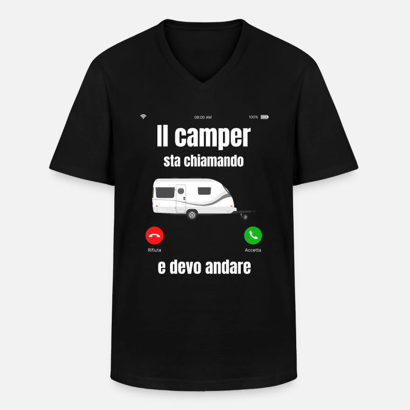 Wohnmobil - Männer-T-Shirt mit V-Ausschnitt - Schwarz