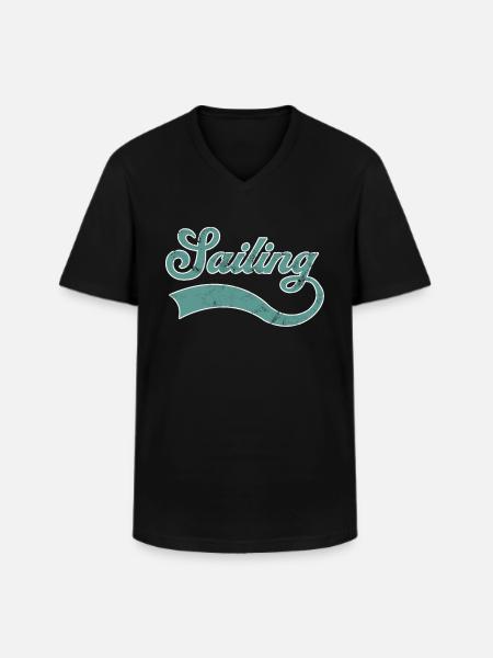 Lettrage de voile - T-shirt col V Homme - noir