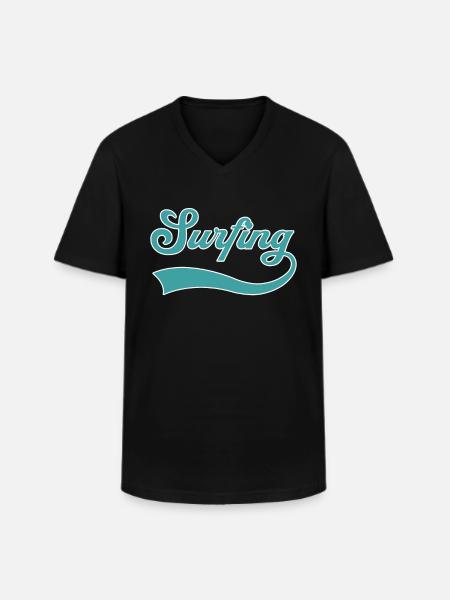 Lettrage de surf - T-shirt col V Homme - noir