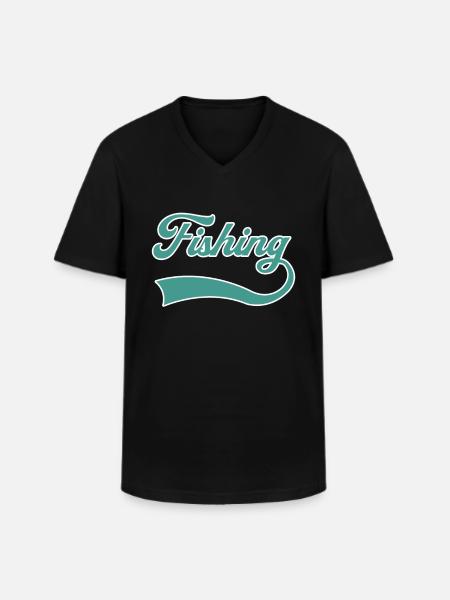 Lettrage de pêche - T-shirt col V Homme - noir