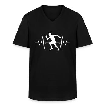 Jogging Jogger heartbeat - Men's V-Neck T-Shirt - black - Front - AI Model Male 178 dark (178cm)