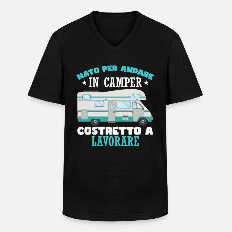 Fun Camper Camper Camping - Männer-T-Shirt mit V-Ausschnitt - Schwarz