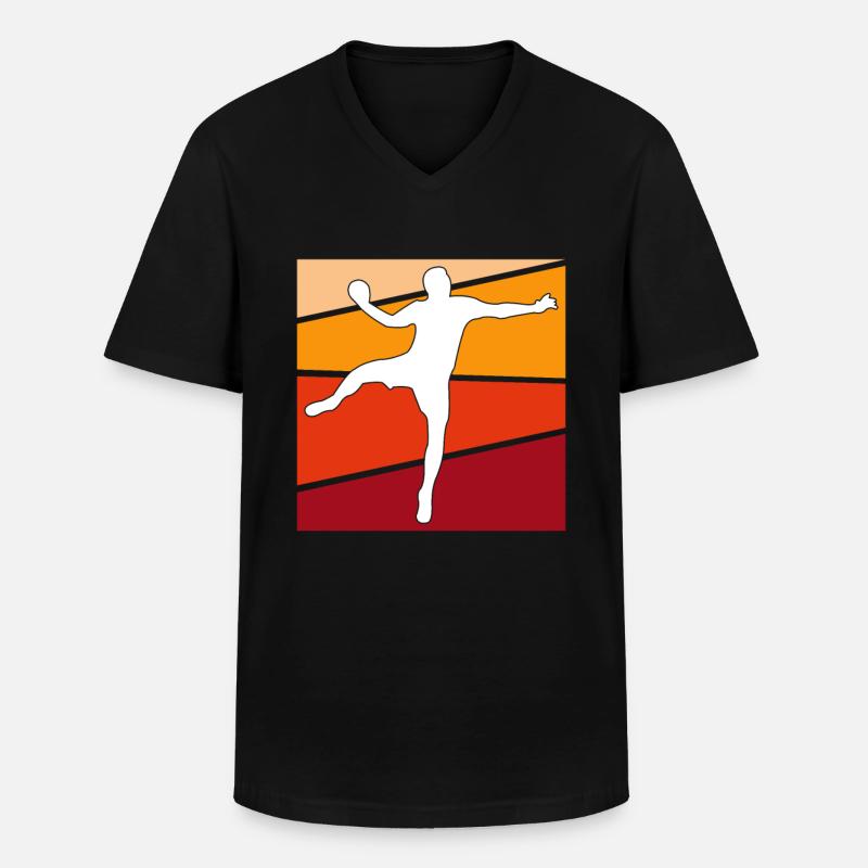 Handball Retro - Männer-T-Shirt mit V-Ausschnitt - Schwarz
