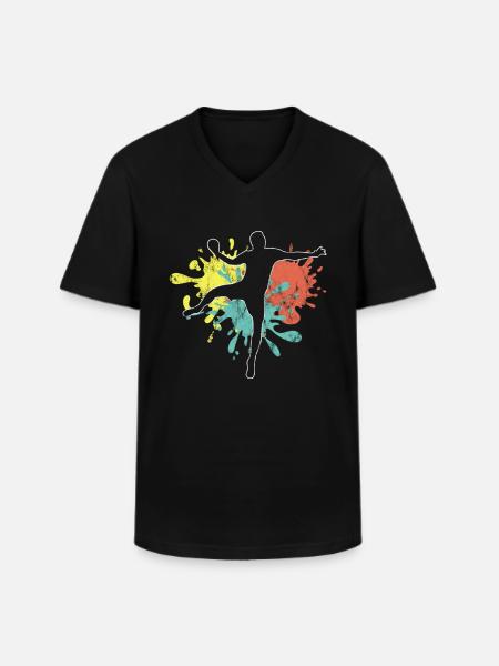 Handball - Männer-T-Shirt mit V-Ausschnitt - Schwarz