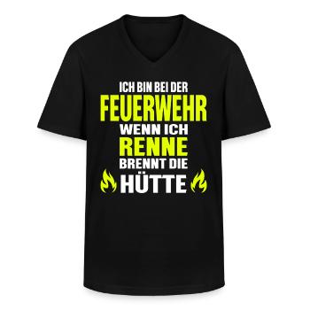 Feuerwehrmann FFW BFW Freiwillige Feuerwehr - Männer-T-Shirt mit V-Ausschnitt - Schwarz - Vorne - AI Model Male 178 dark (178cm)
