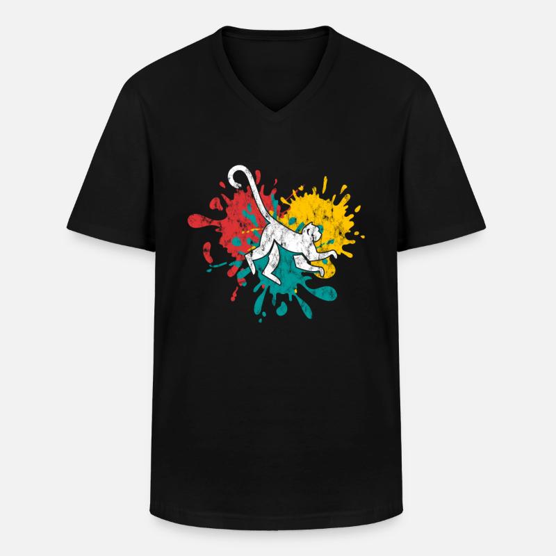 Affe monkey - Männer-T-Shirt mit V-Ausschnitt - Schwarz