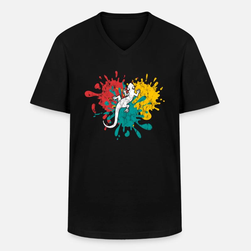 Eidechse - Männer-T-Shirt mit V-Ausschnitt - Schwarz