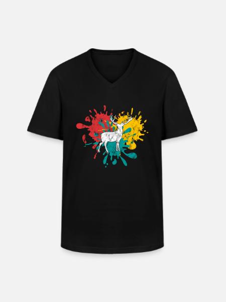 Deer - Men's V-Neck T-Shirt - black