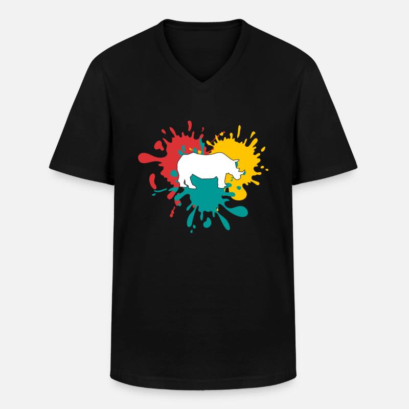 Nashorn - Männer-T-Shirt mit V-Ausschnitt - Schwarz