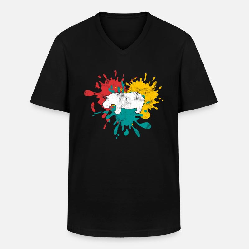 Nilpferd Silhouette - Männer-T-Shirt mit V-Ausschnitt - Schwarz