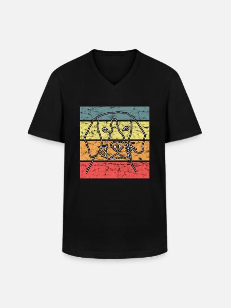 Dog Dog Head Retro - Men's V-Neck T-Shirt - black